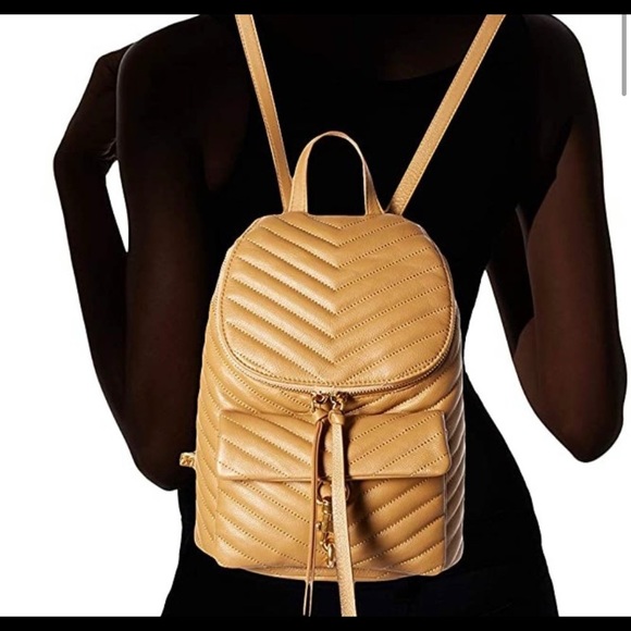 NWOT Rebecca Minkoff Edie Small Quilted Leather Backpack Bag Cool Tan AUTHENTIC - Picture 3 of 10